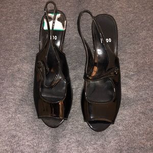 Patent Leather Peep Toe Sling Back Heels